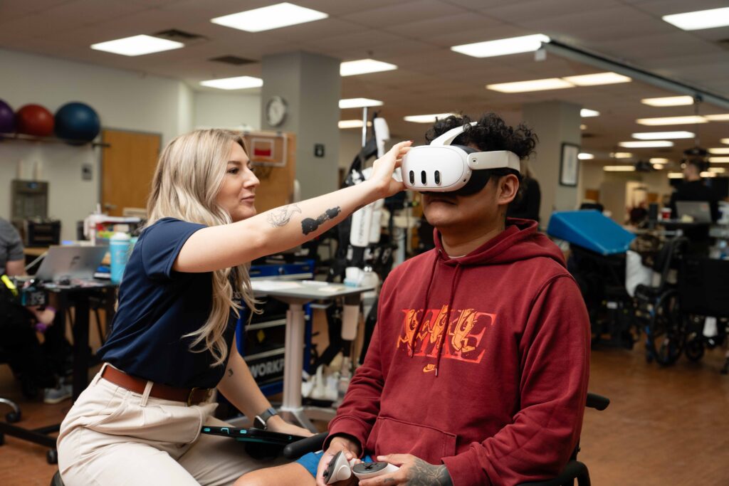 patient and therapist using VR