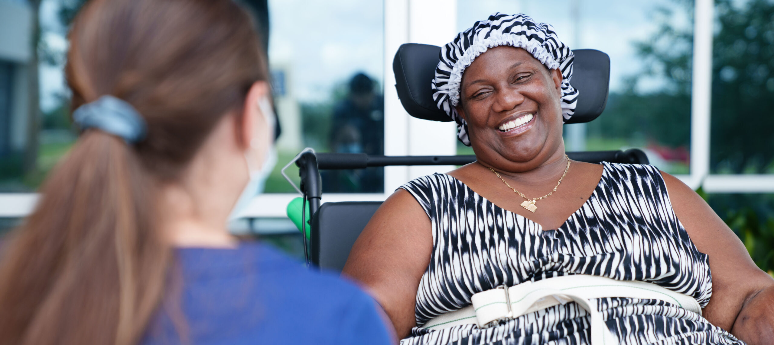 Woman smiling with therapist