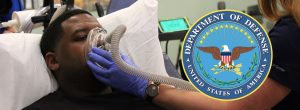 Patient at the intermittent hypoxia and respiratory strength training from department of defense.