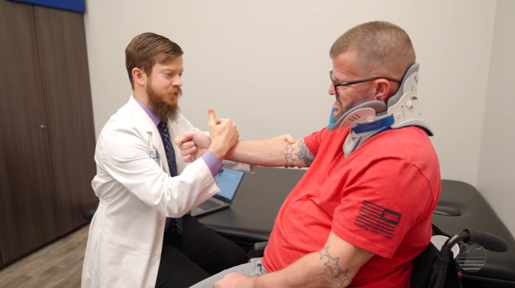 Screenshot of Dr. Higdon and SCI patient