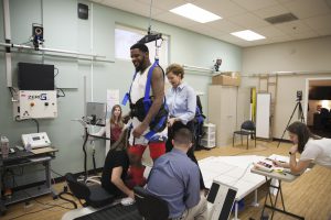 Patient using revolutionary robotic treatment for spinal cord injuries at Brooks