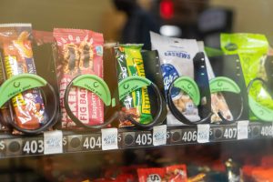 Vending machine featuring healthy snacks