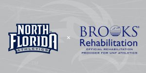 North Florida Athletics and Brooks Rehabilitation Logos in partnership