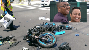 Elijah's wrecked motorcycle in wake of his accident