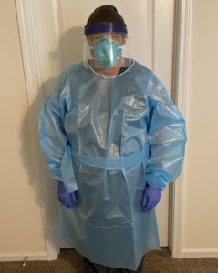 Tammy Williams in her Home Health gear during COVID-19