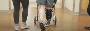 Close up of patient walking with ReWalk device