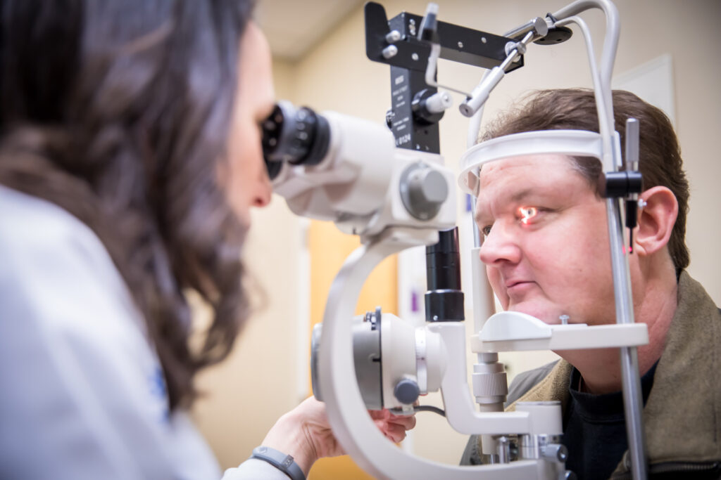 Man receiving a vision exam