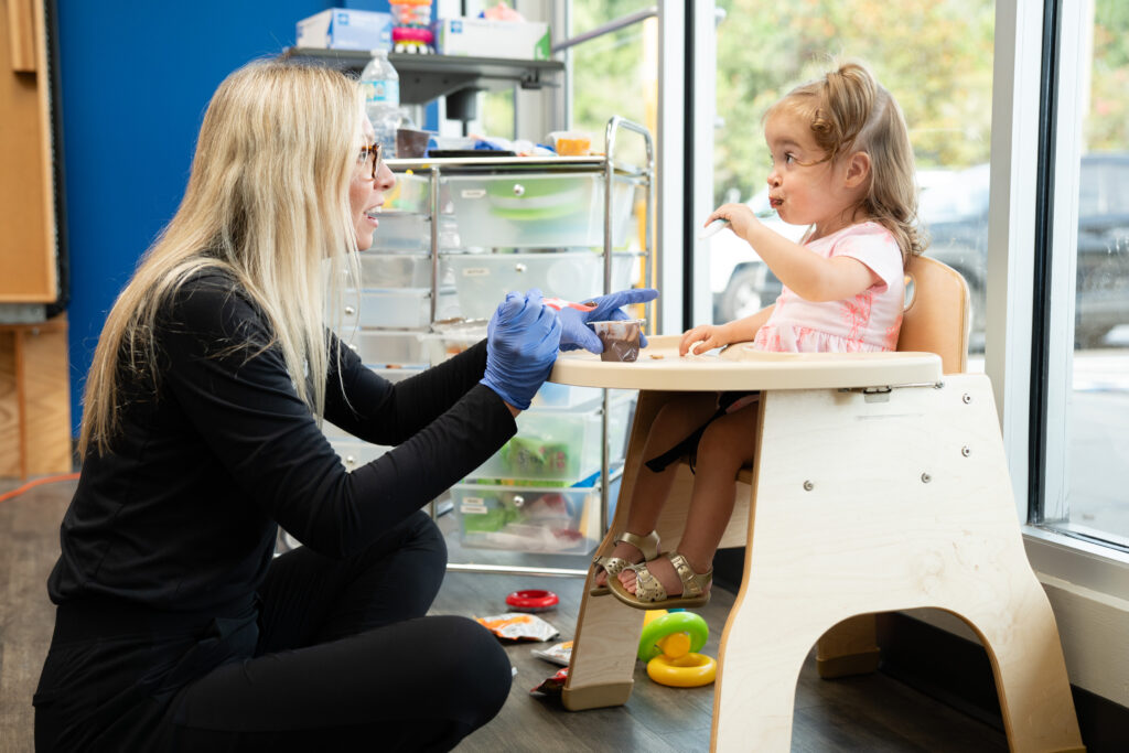 pediatric feeding and swallowing patient and therapist