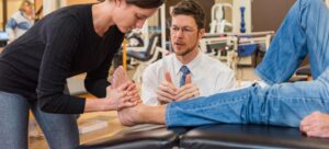 Osteoporosis patient being examined on a table