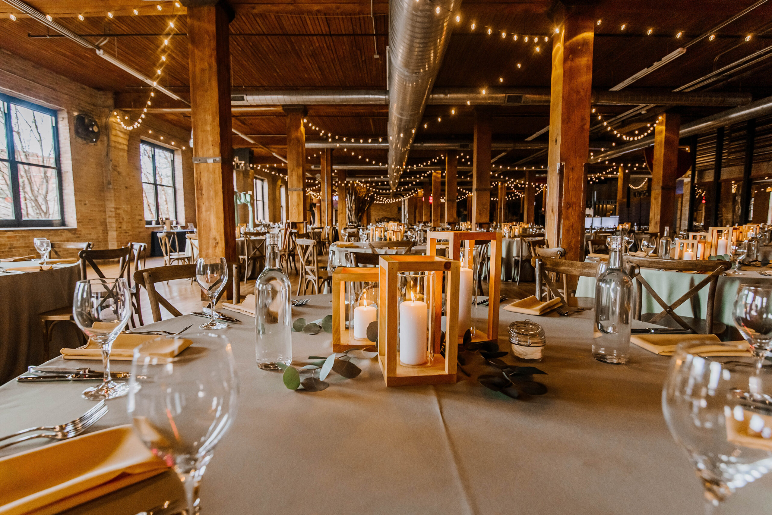Indoor barn with lights and candles